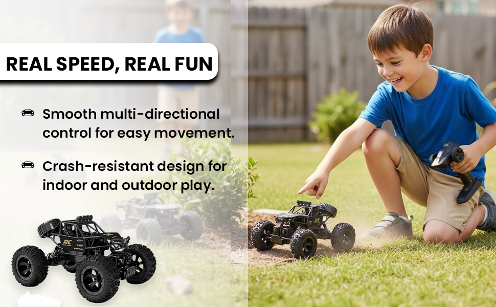 Rock Crawler Car with Smoke Offroader Rc Car High Speed 5 Functions 1:16 RC Car with Smoke Fog Styled Climbing Monster Truck Rechargeable Remote Control Car for Kids