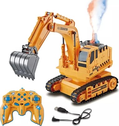 RC Excavator Toy with Smoke Spray Effect