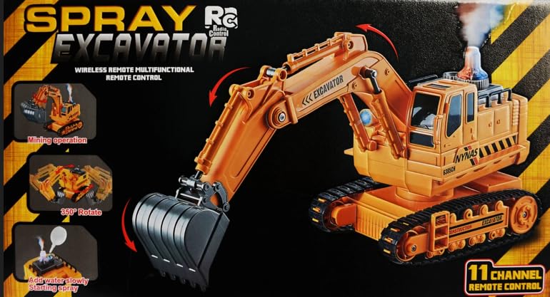RC Excavator Toy with Smoke Spray Effect