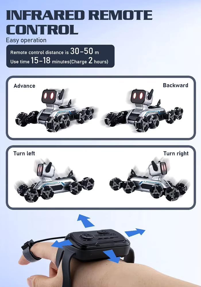 Black Stunt Robot Dog Gesture Sensor Light & Music
