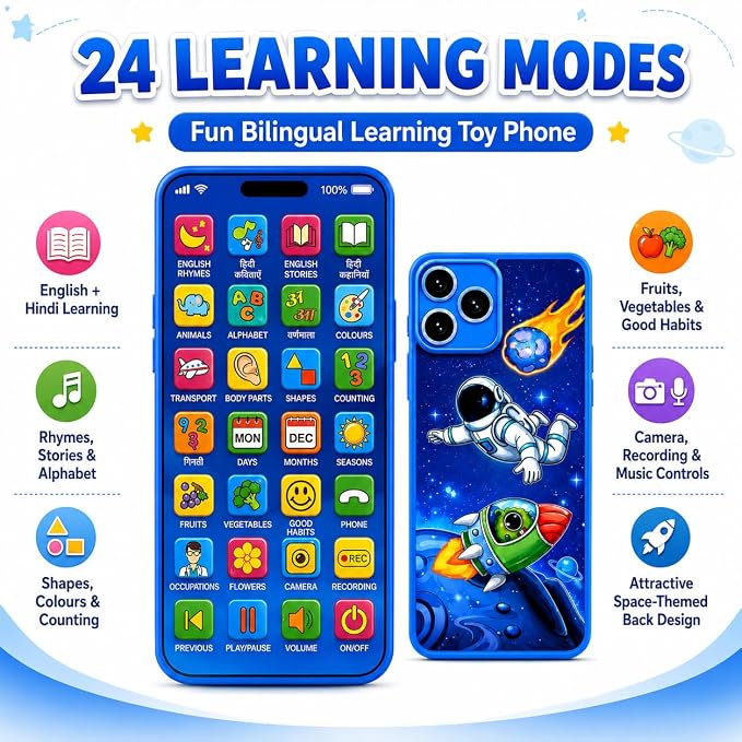 Educational Mobile Phone Toy with, Music & Games Flash Card