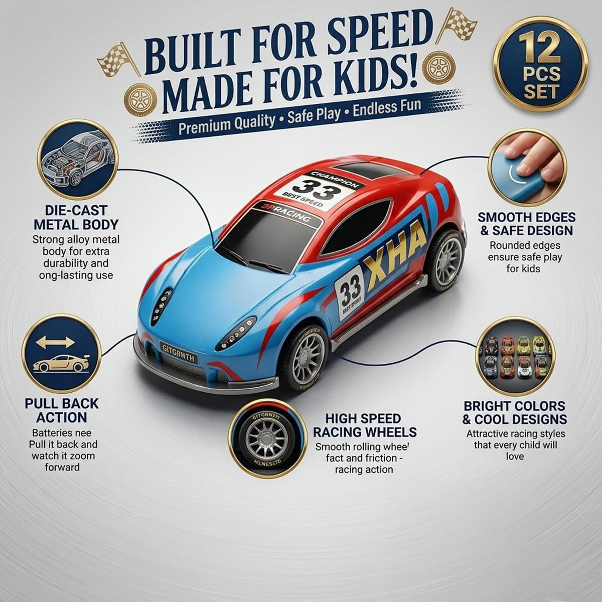 12 Pcs Racing Car Set