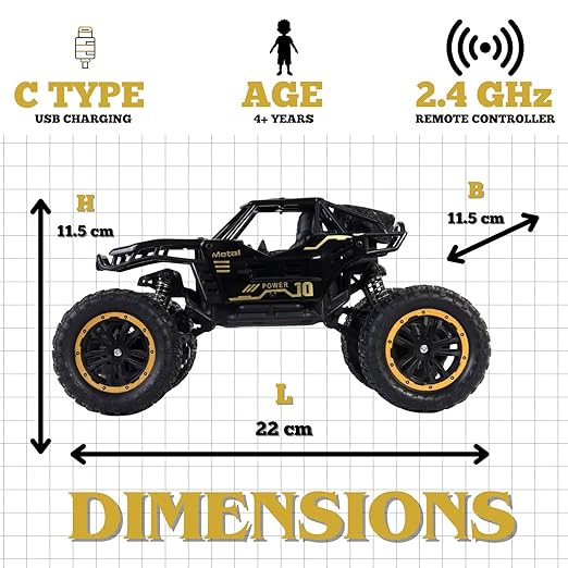 Rock Crawler Car with Smoke Offroader Rc Car High Speed 5 Functions 1:16 RC Car with Smoke Fog Styled Climbing Monster Truck Rechargeable Remote Control Car for Kids