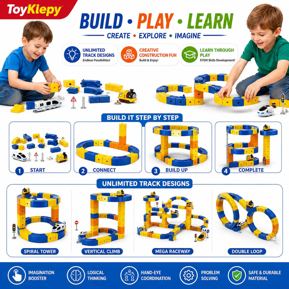 Magnetic Building Block Track Car Set for Kids