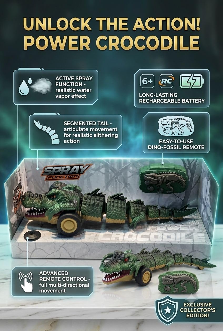 Remote Control Crocodile Car with Light Sound Spray