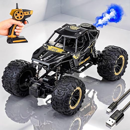 Rock Crawler Car with Smoke Offroader Rc Car High Speed 5 Functions 1:16 RC Car with Smoke Fog Styled Climbing Monster Truck Rechargeable Remote Control Car for Kids