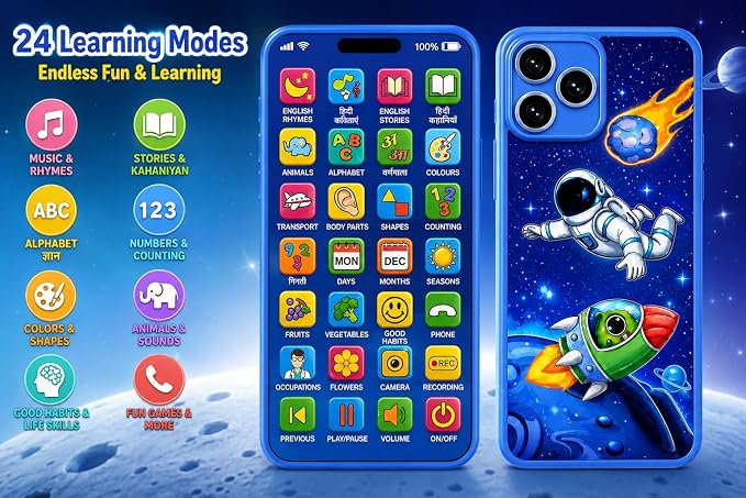 Educational Mobile Phone Toy with, Music & Games Flash Card