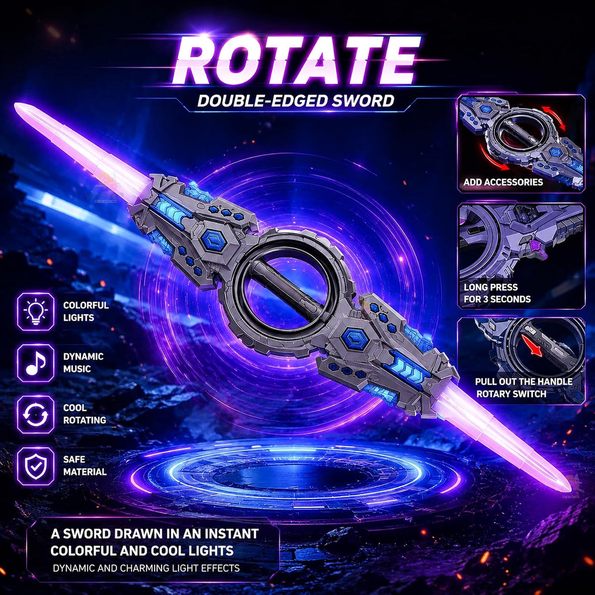 Fire Piral Sword Double Edged Rotating