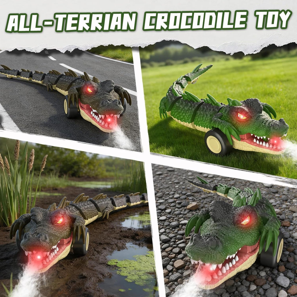 Remote Control Crocodile Car with Light Sound Spray