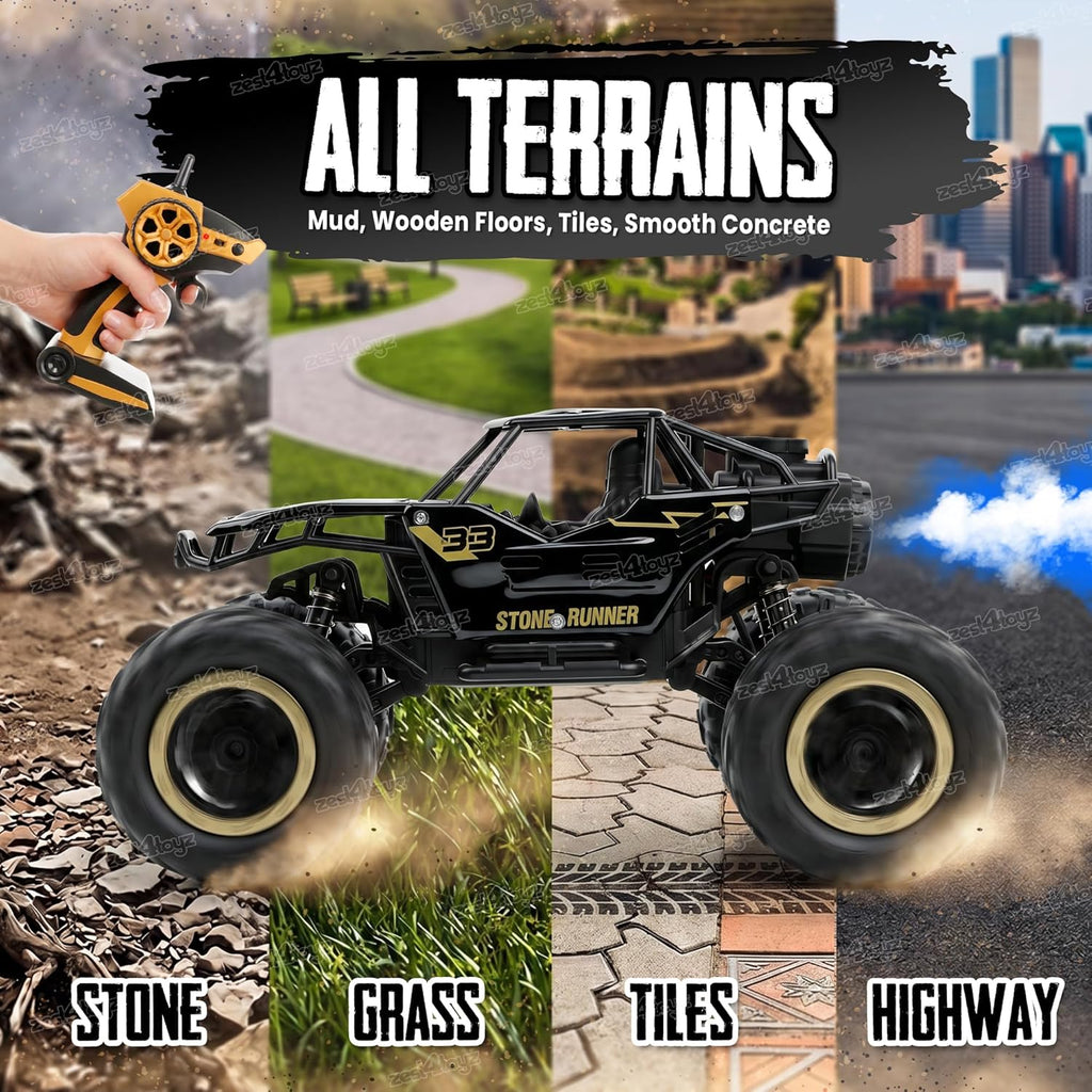 Rock Crawler Car with Smoke Offroader Rc Car High Speed 5 Functions 1:16 RC Car with Smoke Fog Styled Climbing Monster Truck Rechargeable Remote Control Car for Kids