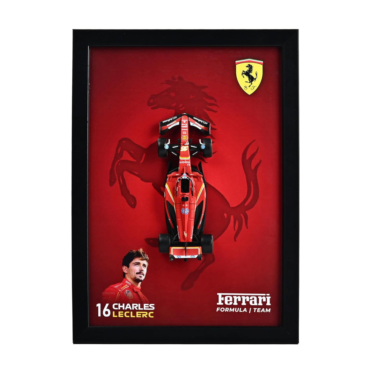 Ferrari F1 Charles Leclerc #16 Shadow Box Frame - Top View Diecast Model