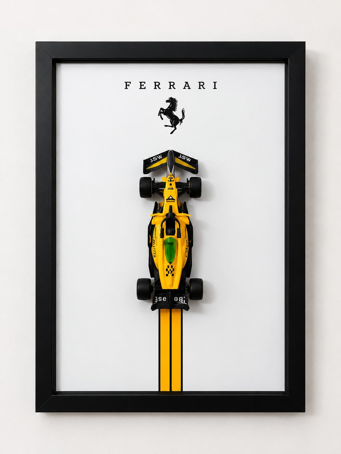 Ferrari F1 Framed Wall Art Yellow JSW Livery top view