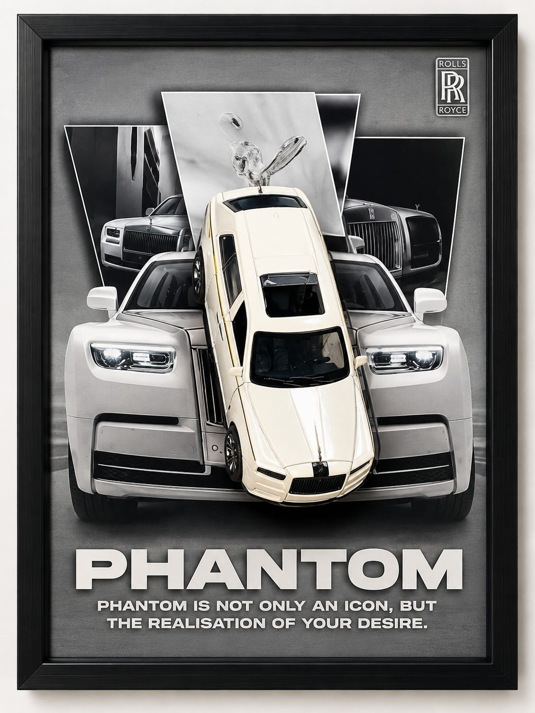 Rolls-Royce Phantom framed wall art with diecast model