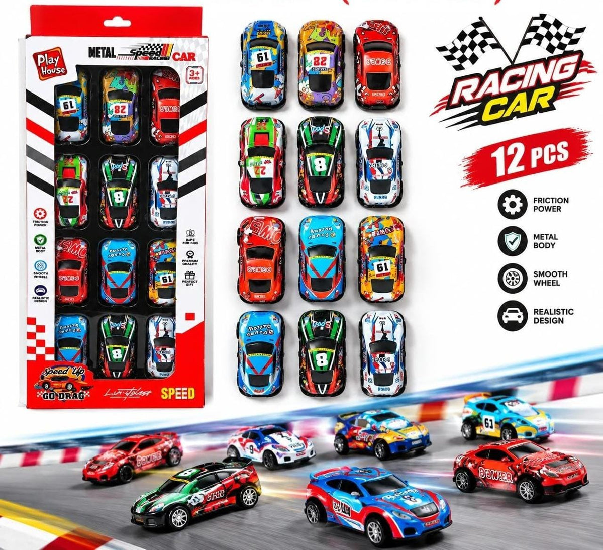 12 Pcs Racing Car Set