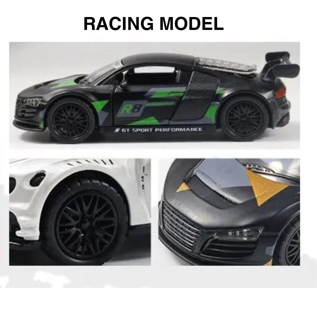 Sports GT Die-Cast Alloy Metal Car for Kids | Openable Doors, Smooth Edege, Shiny Body & Pullback Action | Realistic Look | 1:36 Scale | Neon Green Toy Car for Boys & Girls