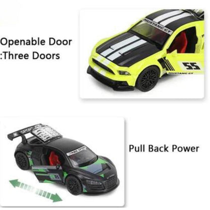 Sports GT Die-Cast Alloy Metal Car for Kids | Openable Doors, Smooth Edege, Shiny Body & Pullback Action | Realistic Look | 1:36 Scale | Neon Green Toy Car for Boys & Girls