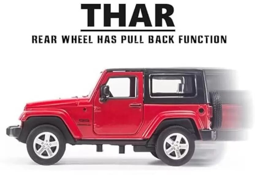Mahindra Thar Diecast Metal Pullback Toy car with Openable Doors for Kids