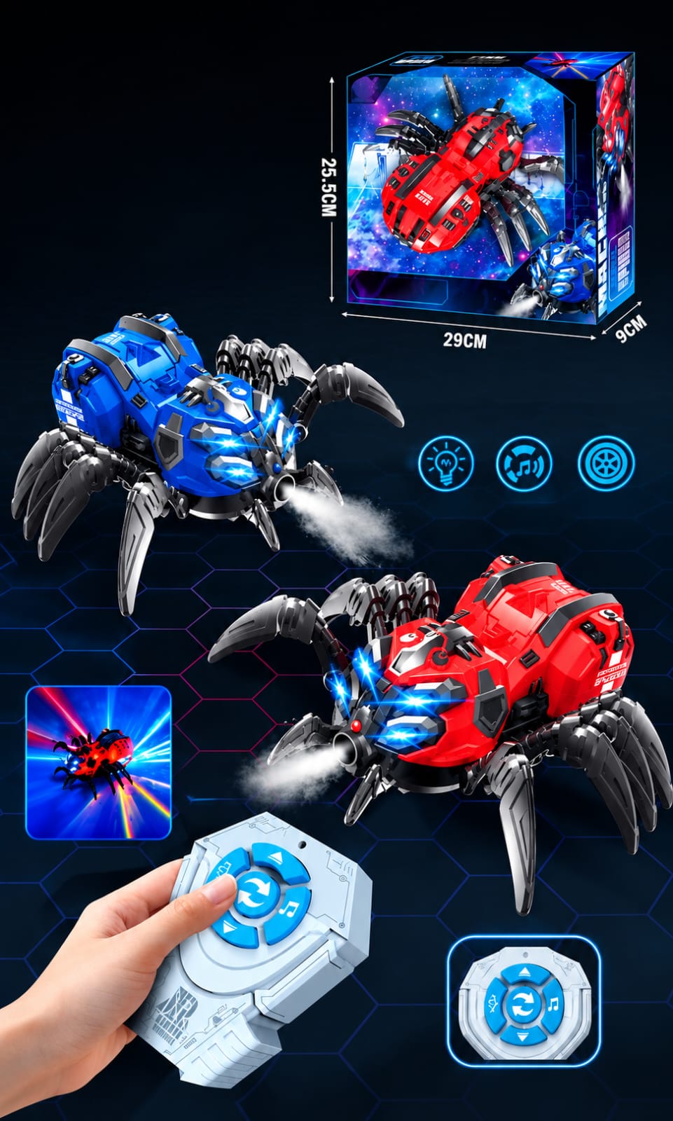 Rc Monster Face Spider Smoke & Light